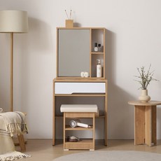 공간사이 루시 600 화장대 의자 세트, 오크화이트 hc1013