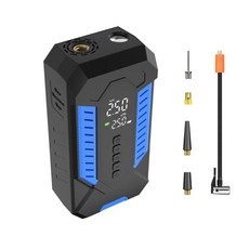 휴대용 무선 자동차 타이어 공기 주입기 에어 펌프 디스플레이 오토바이 자전거 캠핑, 1. 파란색, 1개