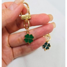 네잎클로버 행운 우정 핸드폰 스마트폰 에어팟 책가방 핸드백 미니 키링 열쇠고리, 2개, 골드