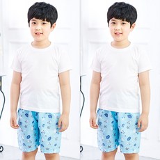 키즈라인 아동용 아쿠아 5부 엠보 파자마 바지 2매입
