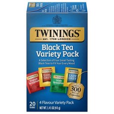 Twinings 트와이닝스 차이 블랙 티 개별 포장 백 100개입 1팩 따뜻한 향신료로 풍부하게 혼합 카페인 함유 뜨겁게 아이스로 즐기세요., 다양한 팩 (블랙 티), 20개입 (1팩), 40g