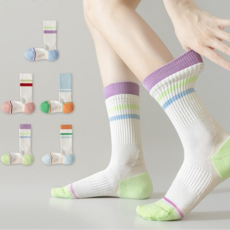 [5켤레 1세트] 여성 더블쿠션 메쉬 스포츠 운동 양말 골프 러닝 등산 헬스 중목 장목, 5켤레 1세트, 1개