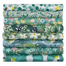 Aufodata 8피스 50cm x 50cm(19.6인치 19.6인치) 면 원단 사각형 퀼팅 패치워크 꽃무늬 패턴 프리컷 DIY 바느질 공예 공예용 (그린) 122236, 초록색