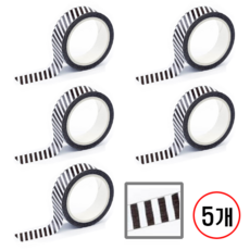 디자인마스킹 테이프 프린텍, 5개, 블랙슬래시