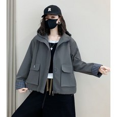 雙口袋工裝連帽外套