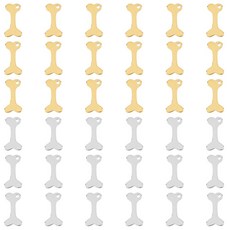 40개 뼈 모양 304 스테인리스 큐티 펜던트 DIY 악세사리 귀걸이 목걸이 키링 부자재 15x7.5x1mm 구멍: 1.2mm, 혼합 색상