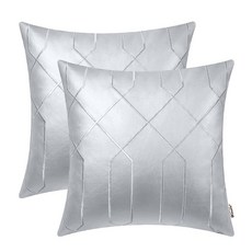 BRAWARM 인조 가죽 베개 커버 30.5 x 50.8cm12 20인치 그레이 요추 2팩 기하학적 자수 장식 쿠션 거실 소파 침대 가정용 184203, 실버 - 기하학 - B