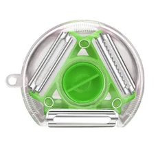 주방 3 in 1 필러 로터리 다목적 스테인레스 스틸 감자 슬라이서 강판 슈레더 야채 과일, 01 green
