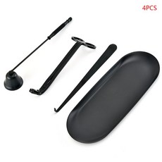 4개의 양초 액세서리 세트 스너퍼 윅 트리머 저장 트레이 플레이트 소화 가위 커터 도구, Black, 1개