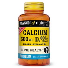 Mason Naturals 鈣 維他命 D3 800IU 錠, 1個, 200錠