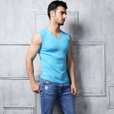 【MORINO】抗菌防臭速乾無袖衫_水藍 MO5105 男背心 男內衣 快速吸濕排汗 透氣排汗 抗ＵＶ