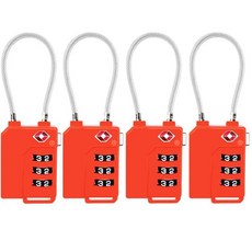 TSA Lock Security 3자리 콤비네이션 슈트케이스 수하물 가방 코드 잠금 자물쇠 (블랙-4팩), 오렌지-4팩