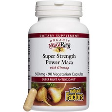 natural Factors 瑪卡人蔘素食膠囊 500mg, 1個, 90 件