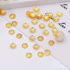 臺灣發貨- 【100個/包】銅鍍18K真金八葉花托 手鍊手串珠帽 隔片DIY飾品配件