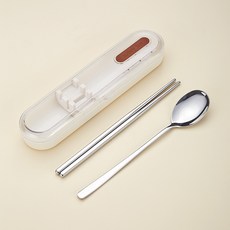 純鈦便攜筷子勺子三件套 學生戶外用餐餐具, 兩件套 316勺子筷子 PP盒, 1套, 如圖