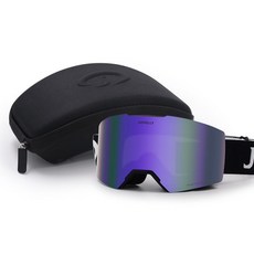 臺灣出貨磁吸防霧滑雪眼鏡雙層永久性防霧雪地眼鏡鏡男女可開發票, 豪華版-極光紫, 1個