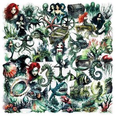 2 50피스 꽃 스크랩북 스티커 키트 부케 PET 투명 방수 세트 저널 물병 휴대폰 노트북 데칼 레진 공예 장식 (부케), 어둠