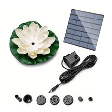 仿真蓮花太陽能噴泉套組 附多種噴頭, 白色
