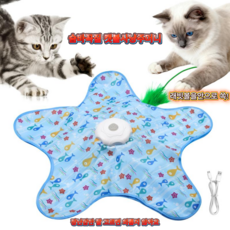 꼬리잡기 고양이 자동 장난감 매트 터치 놀이 쥐꼬리 사냥 숨숨 놀이 매트, 오각 물고기 디자인*1, 1