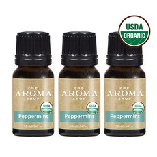 더아로마샵 USDA 천연 아로마 오일 테라피 숙면에좋은향 집중 기분전환 시너지, 페퍼민트, 10ml, 3개