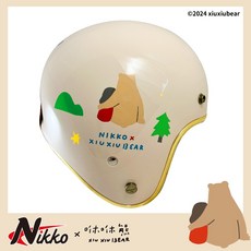 L2來來 NIKKO N-401 401 聯名款 咻咻熊2 小女孩療癒系安全帽, 亮面奶茶,S, 1個
