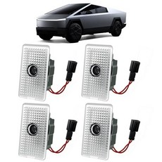 Fiaypoy 맞춤형 로고 LED 퍼들 조명 플러그 앤 플레이 웰컴 프로젝션 키트 테슬라 사이버트럭 2023-2025용 고휘도 방수 LED 도어 그라운드 로고 램프(레터), 레터