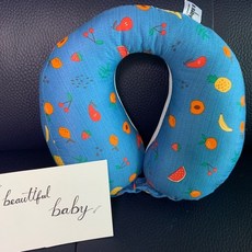 비베이비 카시트목베개 유아목베개 유아목쿠션 유아카시트목쿠션 유아여름용목베개 유아사계절목베개, 과일나라 블루 S, 1개