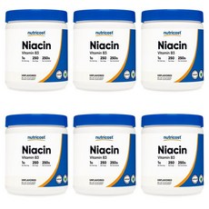 Nutricost 뉴트리코스트 니아신 비타민 B3 파우더 250g, 6개