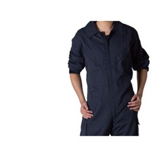 仿美式斜口袋連身工作服, 深藍, 1個