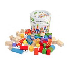 알록달록 상상력 자극 원목 블럭 쌓기 놀이 50P 세트 블럭쌓기 블럭장난감 원목장난감 안전블럭 원목블럭