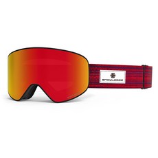 冬季戶外滑雪眼鏡高清偏光鏡片防霧防颳耐磨運動登山護目鏡 滑雪雪鏡, 黑框深全面黑紅, 1個