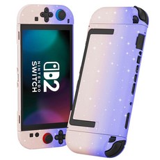 RHOTALL Pink Purple Glitter Dockable Case for Nintendo Switch 2 2025 Cute Hard Protective PC Shell, pink+purple