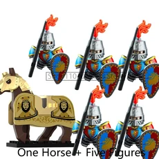 중세 병사 피규어 블록 울프 나이트 로마 황금 말 액세서리 소년 장난감 선물 N07, 18 C4-14-4VP115