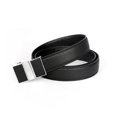 ELLE HOMME 品牌自動扣皮帶-細框底皮中白金