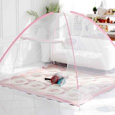 텐트형 핑크 소형 130x200 원터치 모기장 방충망, 상세페이지 참조