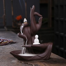 原創紫砂倒流香爐蓮花佛手無相 白瓷手工花禪意倒流香薰爐, 1個