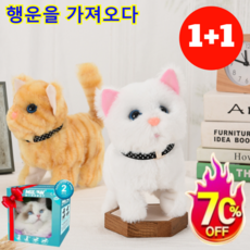 1+1 리얼 전동 봉제 고양이 장난감 전동 고양이 로봇 뽀글이 장난감 인형 반려동물 시뮬레이션 고양이 장난감, [1+1] 1(핑크)+5(무지개색), 1개