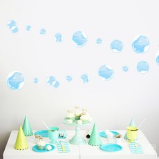 바다 밑 물고기 해파리 파티 장식 투명 버블 스티커 화환 인어 생일 다채로운 원형 2 개, 03 blue