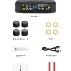 자동차 타이어 압력 모니터링 시스템 태양광 디지털 디스플레이 자동 경보 무선 외부 센서, 1. External sensor, 1개