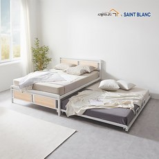 SK1058 이중 철제 슬라이딩 원목 2층 보조 다용도침대 Q HI, 화이트
