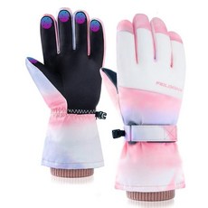 FEILOONG 겨울 스키 장갑 여성용 스노우 방수 방풍 보온 따뜻한 플리스 터치 스크린 스노우보드 스키 러닝 사이클링용 핑크 120973