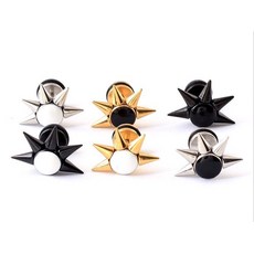 半個黑太陽啞鈴耳環 K B2879 鈦鋼中性款韓風飾品，展現健身時尚與個性魅力, 1個, 黑 /單一個