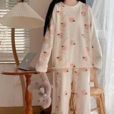 수면 [SHG] 홈웨어 극세사 세트 학생 곰돌이 잠옷 피치