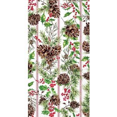 IHR Ideal Home Range 파티 냅킨 일회용 3겹 종이 런치 냅킨 팩 16.5cm x 16.5cm(6.5인치 x 6.5인치) 회양목 장식 20개, 솔방울 스트라이프