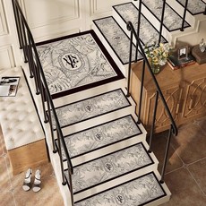 全店精選 美式專用樓梯墊免膠自粘防滑墊硅藻泥實木踏步墊家用旋轉臺階地毯, 花香小徑,樓梯墊樣品, 1個