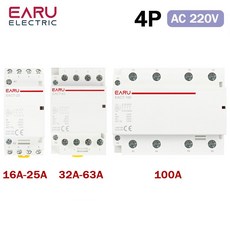 가정용 모듈식 AC 접촉기 스위치 컨트롤러 DIY 스마트 홈 호텔 2P 4P 16A 20A 25A 32A 50A 40A 63A 100A 220V 딘 레일, 4NC, 4P Contactor