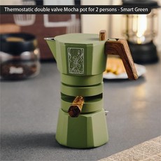 嘉義出貨 恆溫雙閥摩卡壺控溫煮咖啡壺意式露營咖啡機套裝, 綠色 120ml, 1個