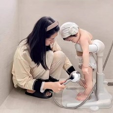 목욕 기저귀갈이대 샤워핸들 스탠딩 보조기구 샤워 아기 헬프그린 36개월 유아, 1개, 아이보리