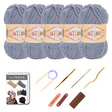 마마니트 벨루토실 5볼 목도리 DIY 세트, 1세트, 그레이