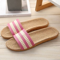 라탄 거실실내화 층간소음없는 발편한 골지세줄 왕골슬리퍼 남성 여성 JUN팩토리, 핑크, 1개